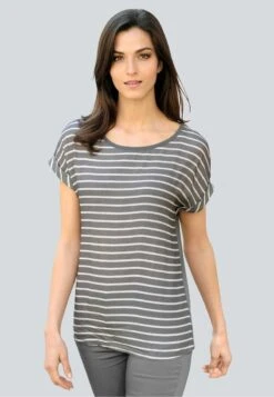 Bluse - Anthrazit,weiß