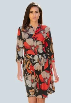 Blusenkleid - Schwarz,rot,beige