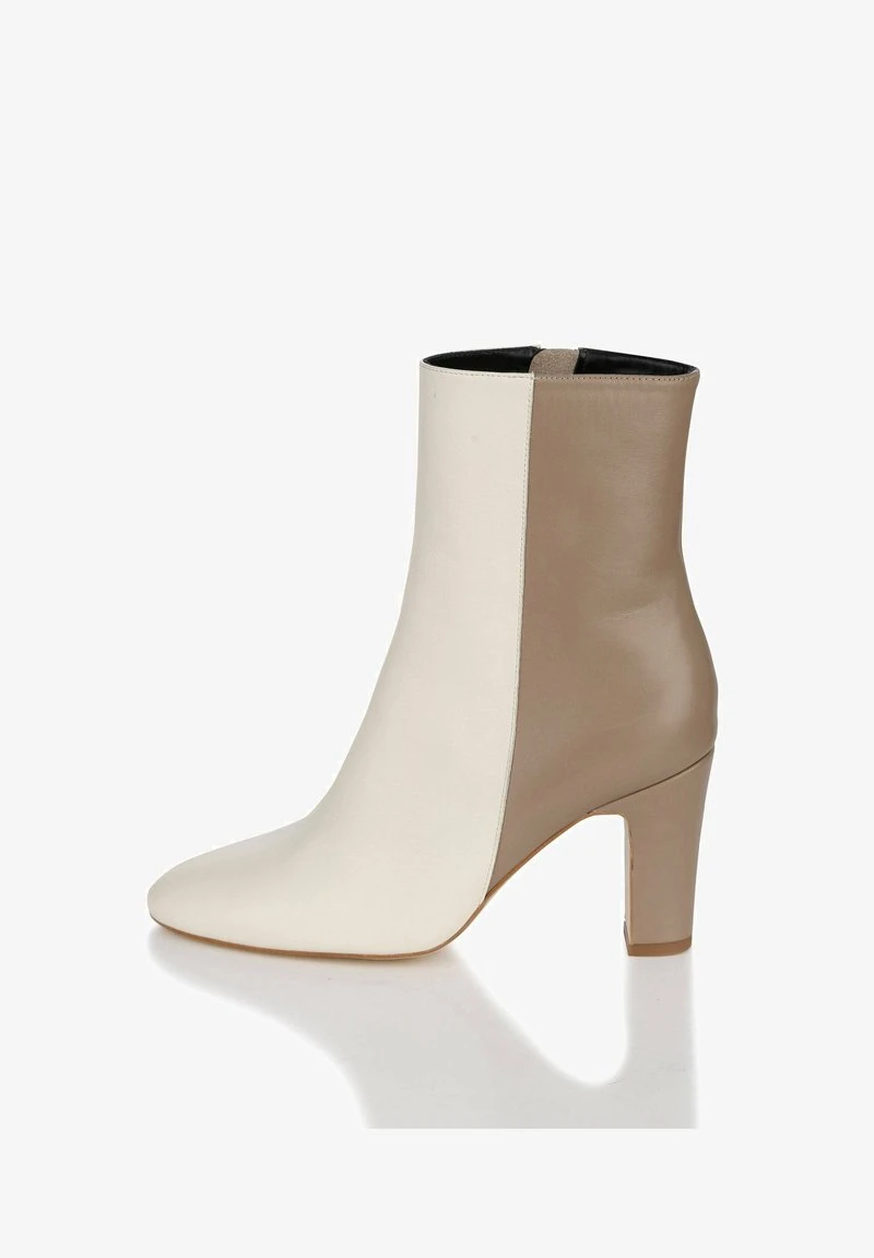 High Heel Stiefelette - Taupe/weiß 6 High Heel Stiefelette - Taupe/weiß – Bild 4