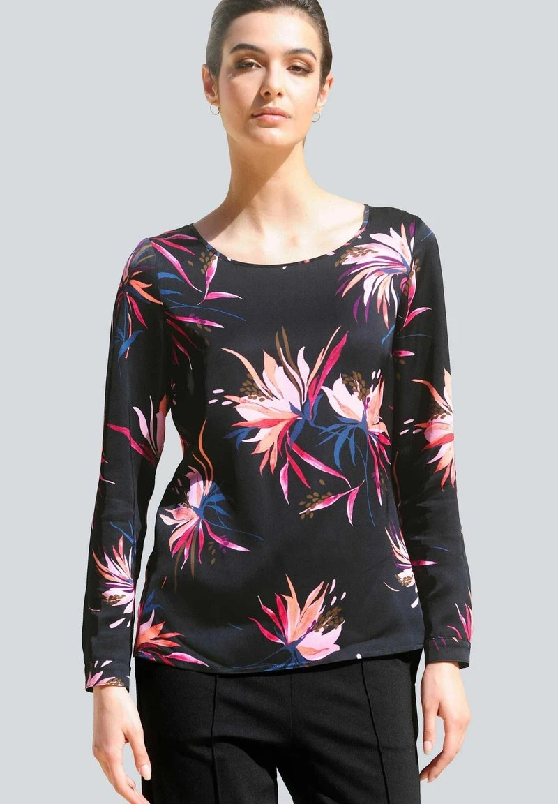 Bluse - Schwarz Pink Koralle 3 Bluse - Schwarz Pink Koralle