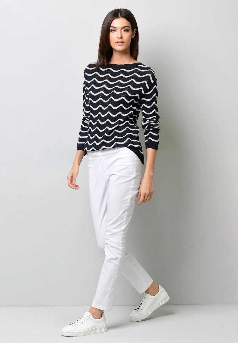 Strickpullover - Marineblau/ Weiß 4 Strickpullover - Marineblau/ Weiß – Bild 2