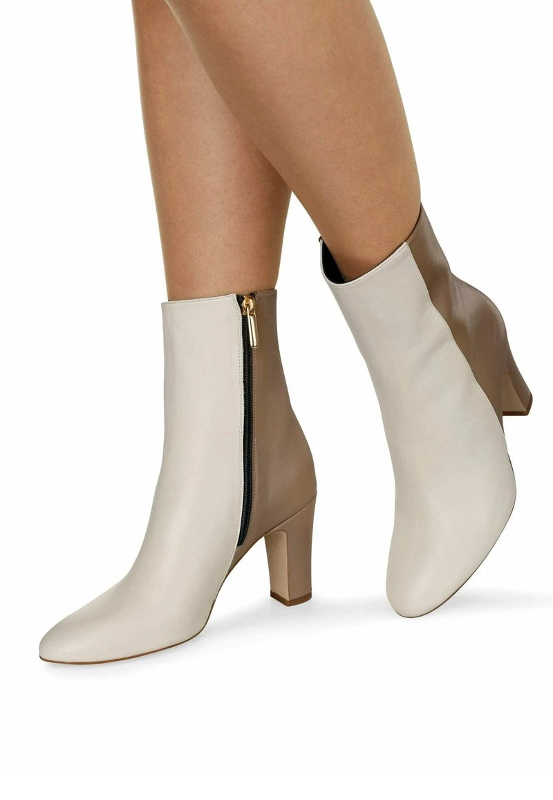 High Heel Stiefelette - Taupe/weiß 3 High Heel Stiefelette - Taupe/weiß