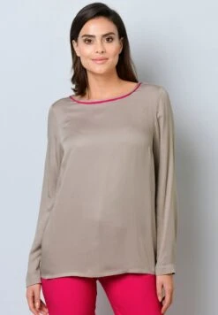 Langarmshirt - Taupe/pink