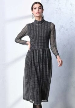 Strickkleid - Schwarz,taupe -Alba Moda Verkäufe 3092537a324f476197796fa597480c86