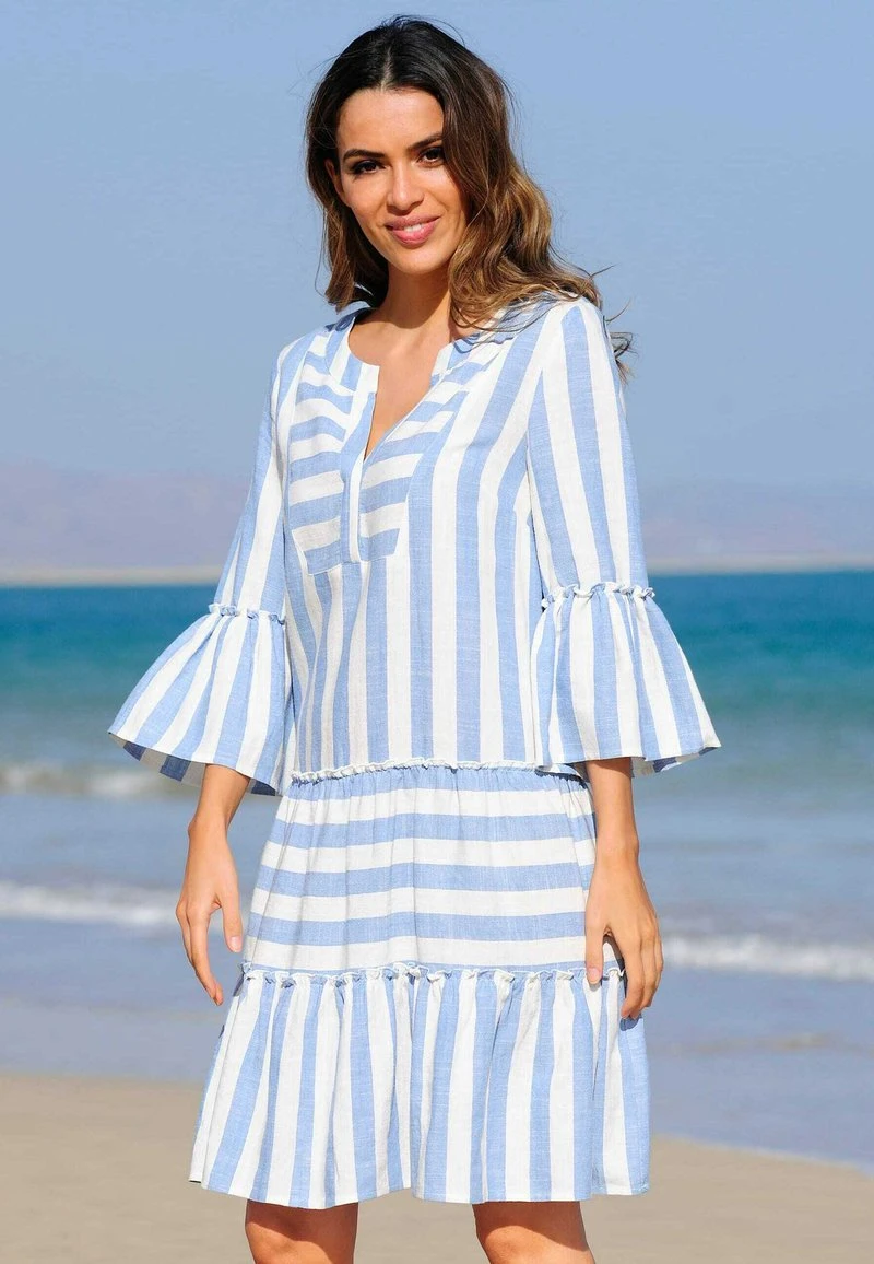 Freizeitkleid - Weiß/blau 8 Freizeitkleid - Weiß/blau – Bild 6