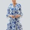 Freizeitkleid - Blau Weiß -Alba Moda Verkäufe 54ec0d29d76c493fa9ca574de79116ac