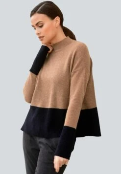 Strickpullover - Marineblau Cognac -Alba Moda Verkäufe 6068208ecd6641bd9618f0f51f3f215f 1