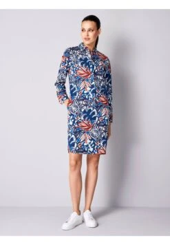 Blusenkleid - Marineblau Rot Off-white