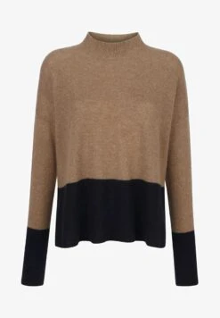 Strickpullover - Marineblau Cognac -Alba Moda Verkäufe 6acb72d3167b424aa43abd86058d52d4