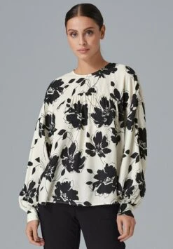 Bluse - Ecru Schwarz