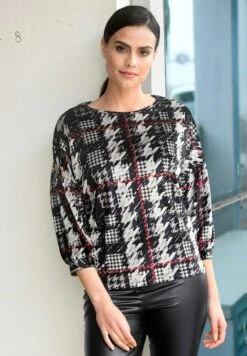 Bluse - Schwar Weiß Rot -Alba Moda Verkäufe 70aa139f860f435a9380b503d57c51d6