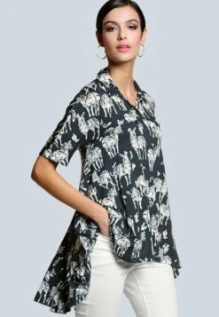 Hemdbluse - Schwarz/off-white