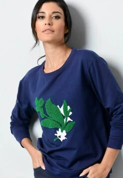 Sweatshirt - Marineblau Grün -Alba Moda Verkäufe 88db34aa42c847b180511bd2e8fb2fc4