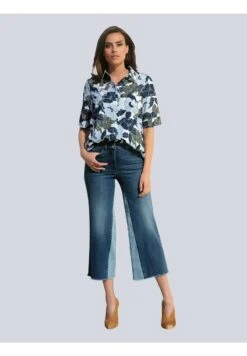 Hemdbluse - Off White Oliv Marineblau -Alba Moda Verkäufe 9660b1b8eadd4069b60758c7fe678ed1