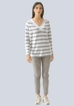 Strickpullover - Grau/off-white -Alba Moda Verkäufe 9f9f3074c9d24d279e4088229fbeda0f
