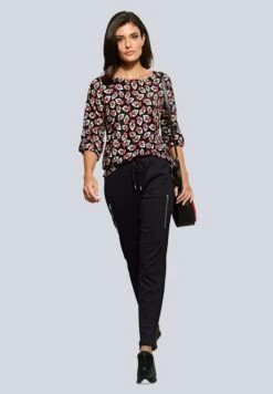 Bluse - Schwarz Rot Off White -Alba Moda Verkäufe a261571e25504b968c0ab6cf48e7025f