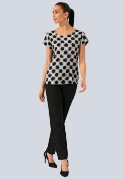 Bluse - Schwarz,grau,weiß -Alba Moda Verkäufe a42f37fa65c140c4852f9e65e6fc56c4