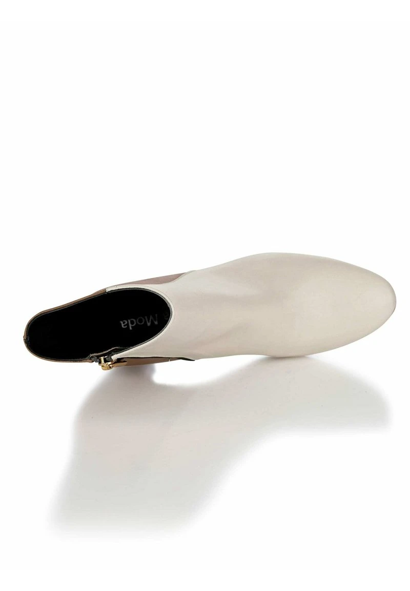 High Heel Stiefelette - Taupe/weiß 8 High Heel Stiefelette - Taupe/weiß – Bild 6