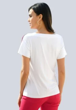 T-Shirt Print - Weiß Rot Marineblau 10 T-Shirt Print - Weiß Rot Marineblau -Alba Moda Verkäufe b604b544563841649c7daa70295c36c1