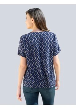 DRUCK - T-Shirt Print - Cognac Marineblau Weiß -Alba Moda Verkäufe cf091c2f1d994e79b54794eceb6b6ac1