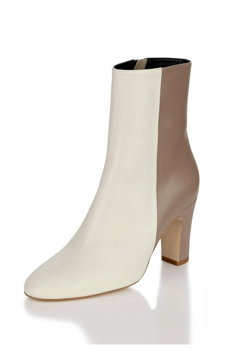High Heel Stiefelette - Taupe/weiß 7 High Heel Stiefelette - Taupe/weiß – Bild 5