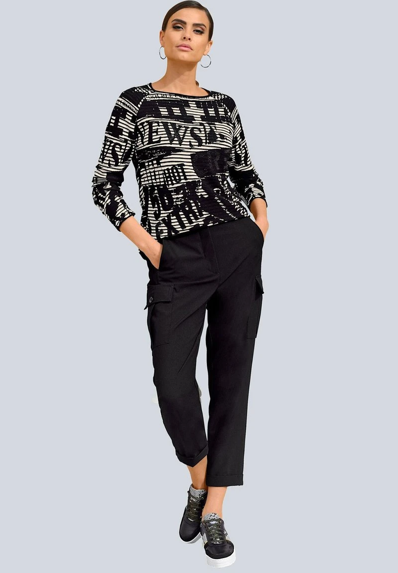 DRUCK - Strickpullover - Schwarz Ecru 4 DRUCK - Strickpullover - Schwarz Ecru – Bild 2