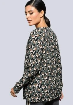 Bluse - Grau Cognac Schwarz -Alba Moda Verkäufe d9aee1f694aa4645bc9feb3cf7b36f72