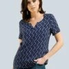 DRUCK - T-Shirt Print - Cognac Marineblau Weiß -Alba Moda Verkäufe dd7c1714ba5942eab7a57eae61e148e1