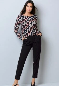 Bluse - Schwarz/koralle/off White -Alba Moda Verkäufe e16f4256112f4b12bc4dfc244b1808bc