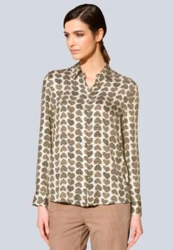 Hemdbluse - Off-white,beige,schwarz