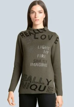 Strickpullover - Khaki Schwarz Stein